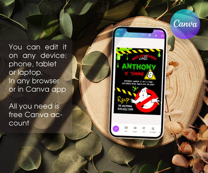 Ghostbusters customizable invitation template | Share or Print | QH768