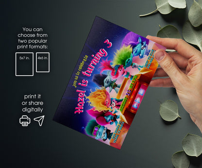 Trolls Poppy customizable invitation template | Share or Print | PX154