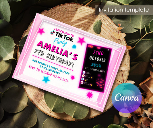 Tik Tok Party customizable invitation template | Share or Print | LW107