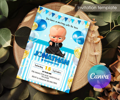 Baby Boss customizable invitation template | Share or Print | boy | GI427