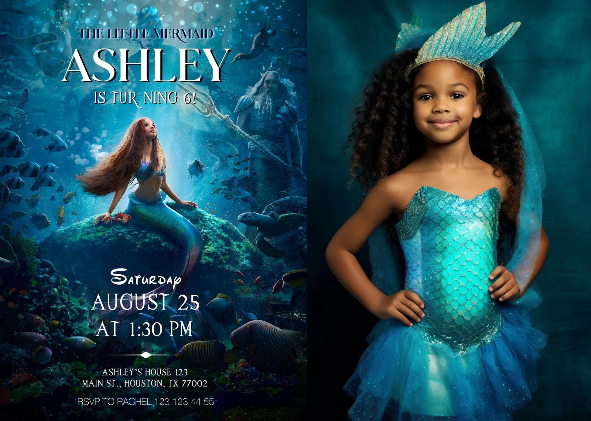 The Little Mermaid Ariel customizable invitation template | Share or Print | girl | XR270