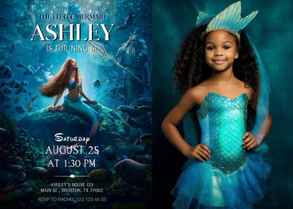 The Little Mermaid Ariel customizable invitation template | Share or Print | girl | XR270
