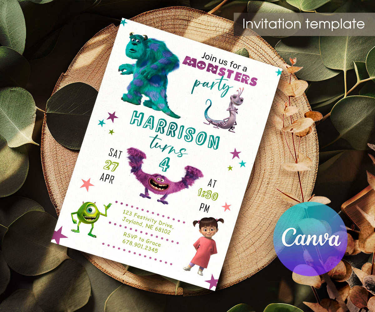 Monsters, Inc. customizable invitation template | Share or Print | ZC528