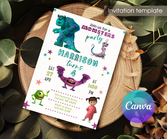 Monsters, Inc. customizable invitation template | Share or Print | ZC528