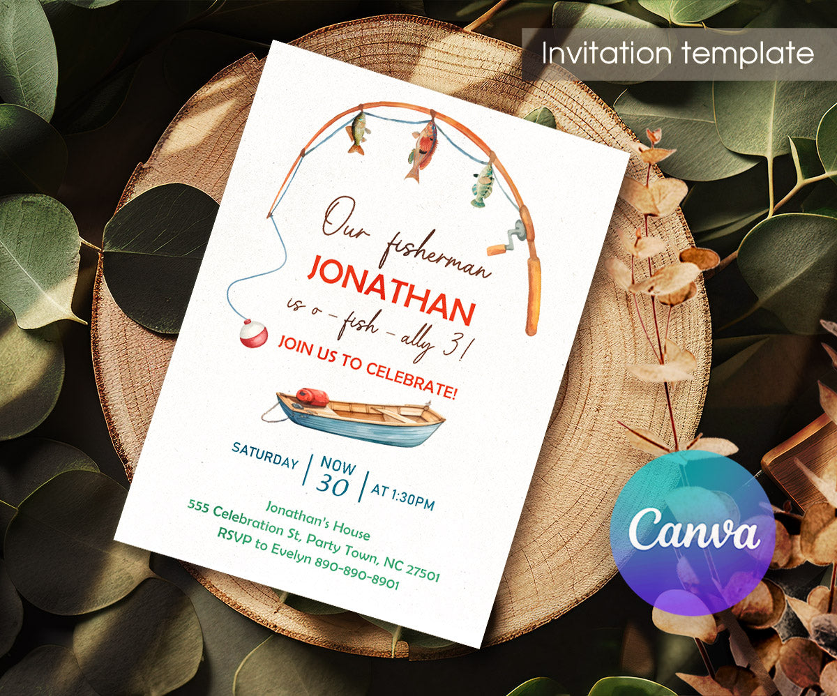 Fishing O-Fish-Ally customizable invitation template | Share or Print | VP580
