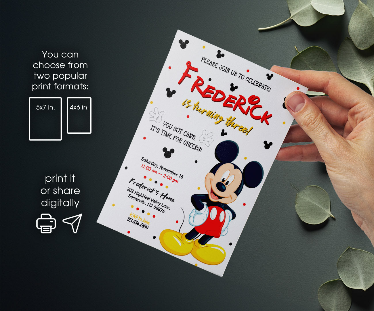 Mickey Mouse and Friends customizable invitation template | Share or Print | TT643