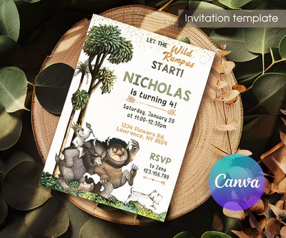 Where The Wild Things Are Maurice Sendak customizable invitation template | Share or Print | AX647