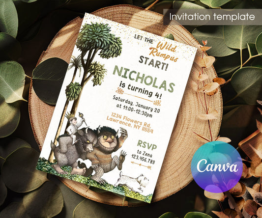 Where The Wild Things Are Maurice Sendak customizable invitation template | Share or Print | AX647