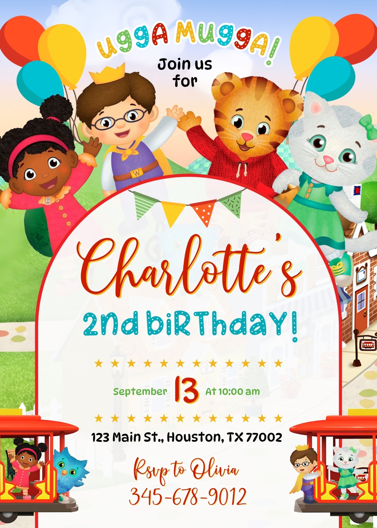Daniel Tiger's Neighborhood customizable invitation template | Share or Print | YP607