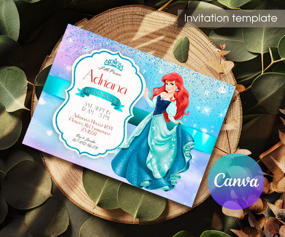 Ariel The Little Mermaid customizable invitation template | Share or Print | girl | EF675