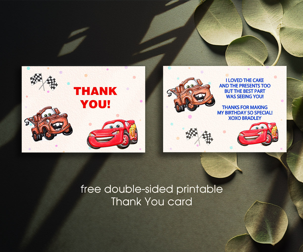 Cars Lightning McQueen customizable invitation template | Share or Print | boy | WY006