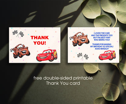 Cars Lightning McQueen customizable invitation template | Share or Print | boy | WY006