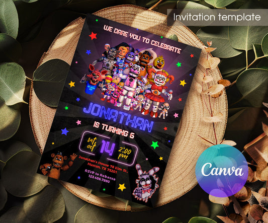 Five Nights at Freddy's customizable invitation template | Share or Print | UV343