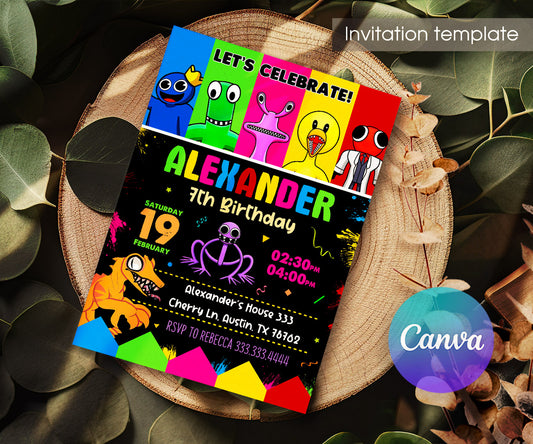 Rainbow Friends customizable invitation template | Share or Print | QP620