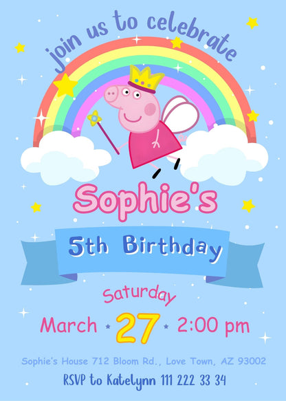 Peppa Pig customizable invitation template | Share or Print | girl | HG660