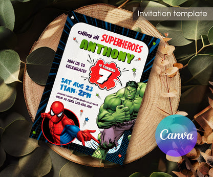 Avengers Marvel Superhero customizable invitation template | Share or Print | boy | AP331