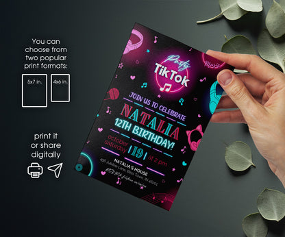 Tik Tok Party customizable invitation template | Share or Print | YN586