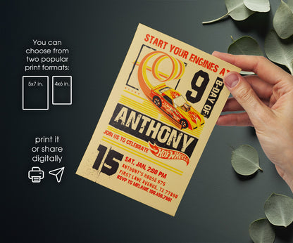 Hot Wheels Racing customizable invitation template | Share or Print | boy | GP576