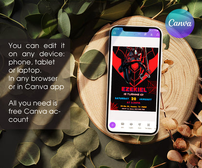 Spider Man Across the Spider-Verse customizable invitation template | Share or Print | boy | LJ227