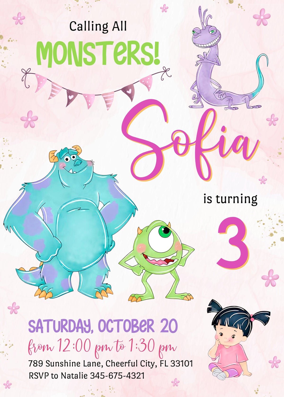 Monsters, Inc. customizable invitation template | Share or Print | TK144