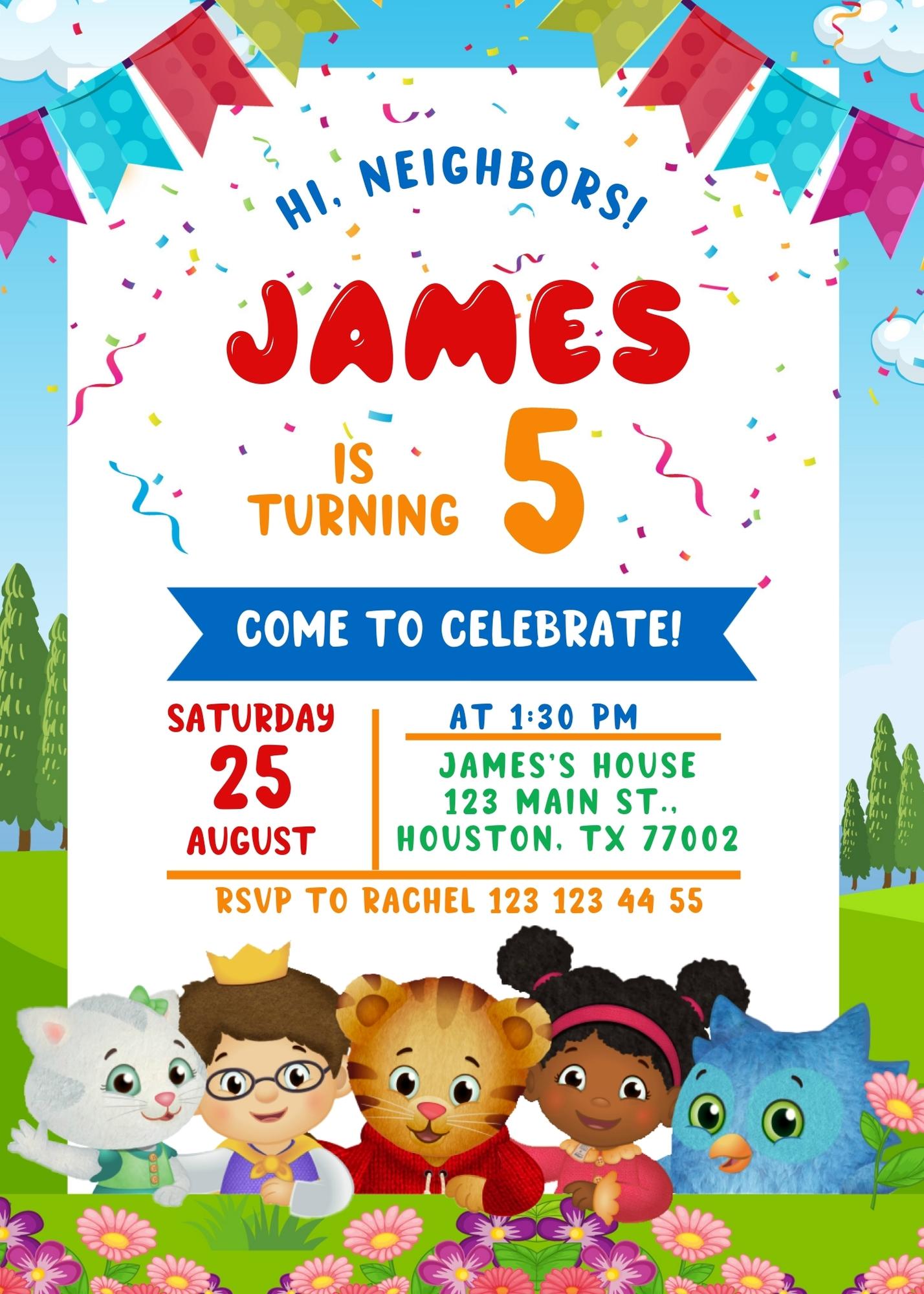 Daniel Tiger's Neighborhood customizable invitation template | Share or Print | SQ808