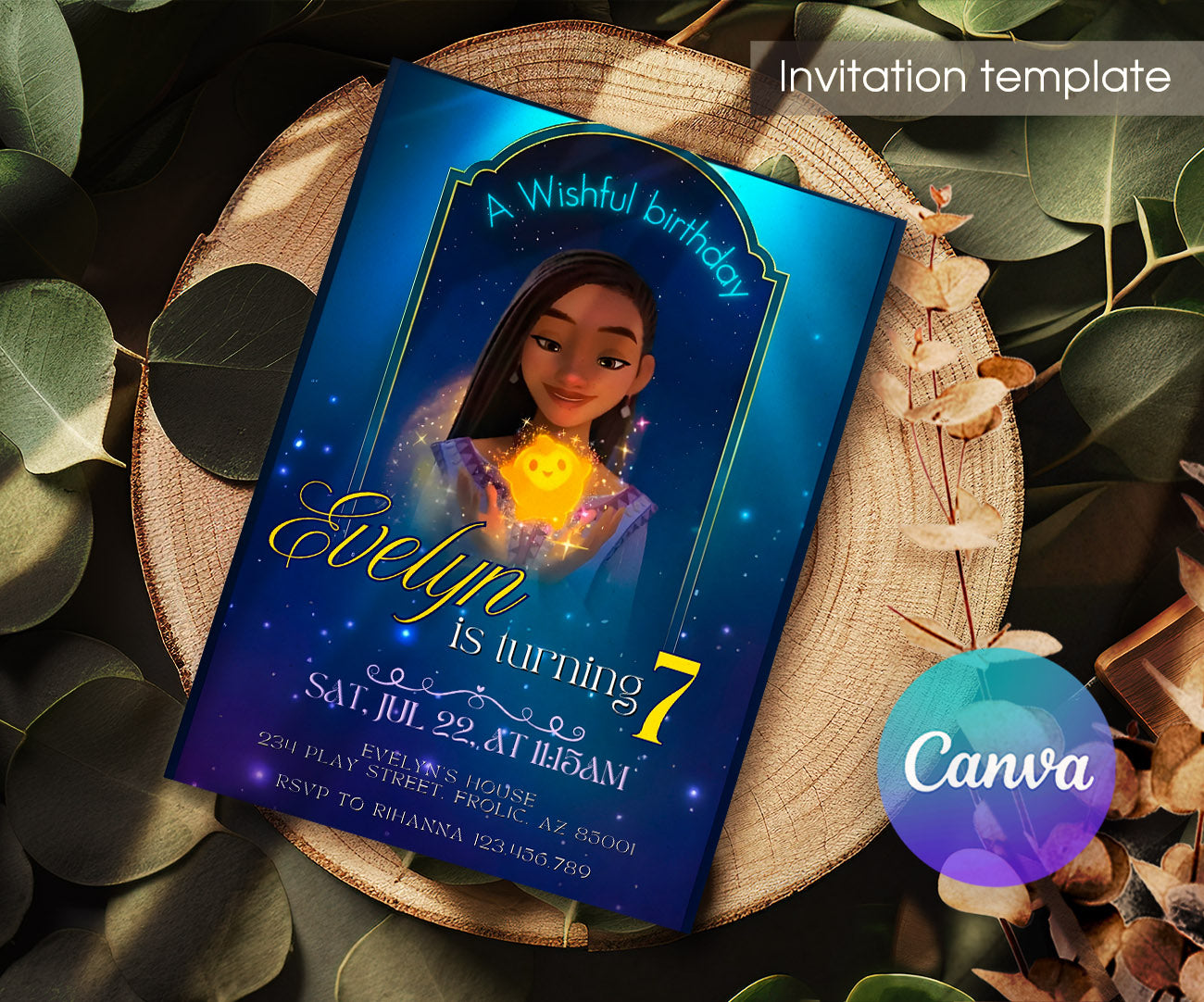 Wish Magic Asha customizable invitation template | Share or Print | girl | NY802