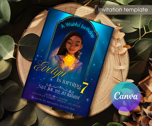 Wish Magic Asha customizable invitation template | Share or Print | girl | NY802