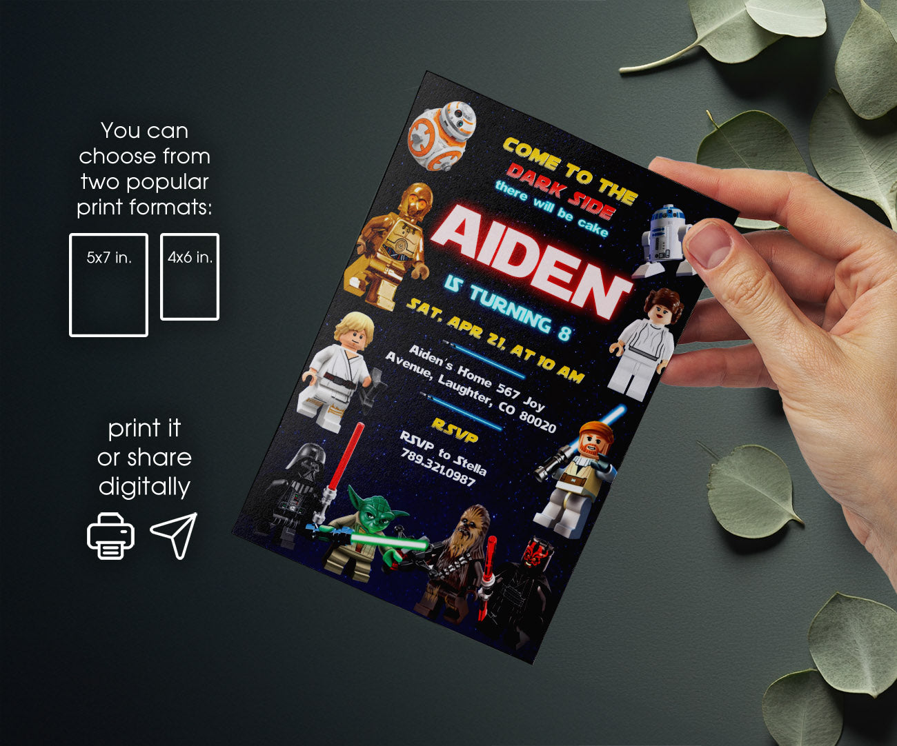 Star Wars Darth Vader Lego Minifigures customizable invitation template | Share or Print | OC080