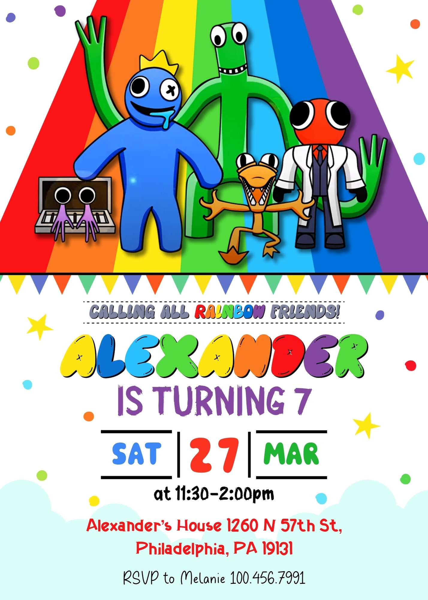 Rainbow Friends customizable invitation template | Share or Print | ZJ405