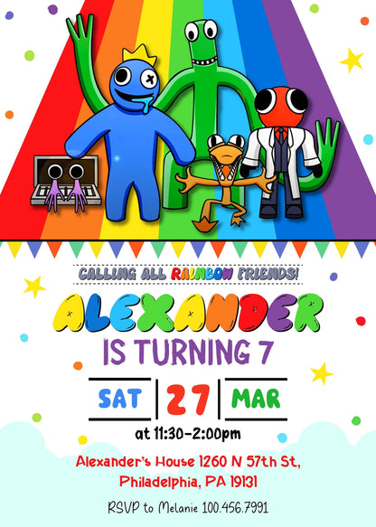 Rainbow Friends customizable invitation template | Share or Print | ZJ405
