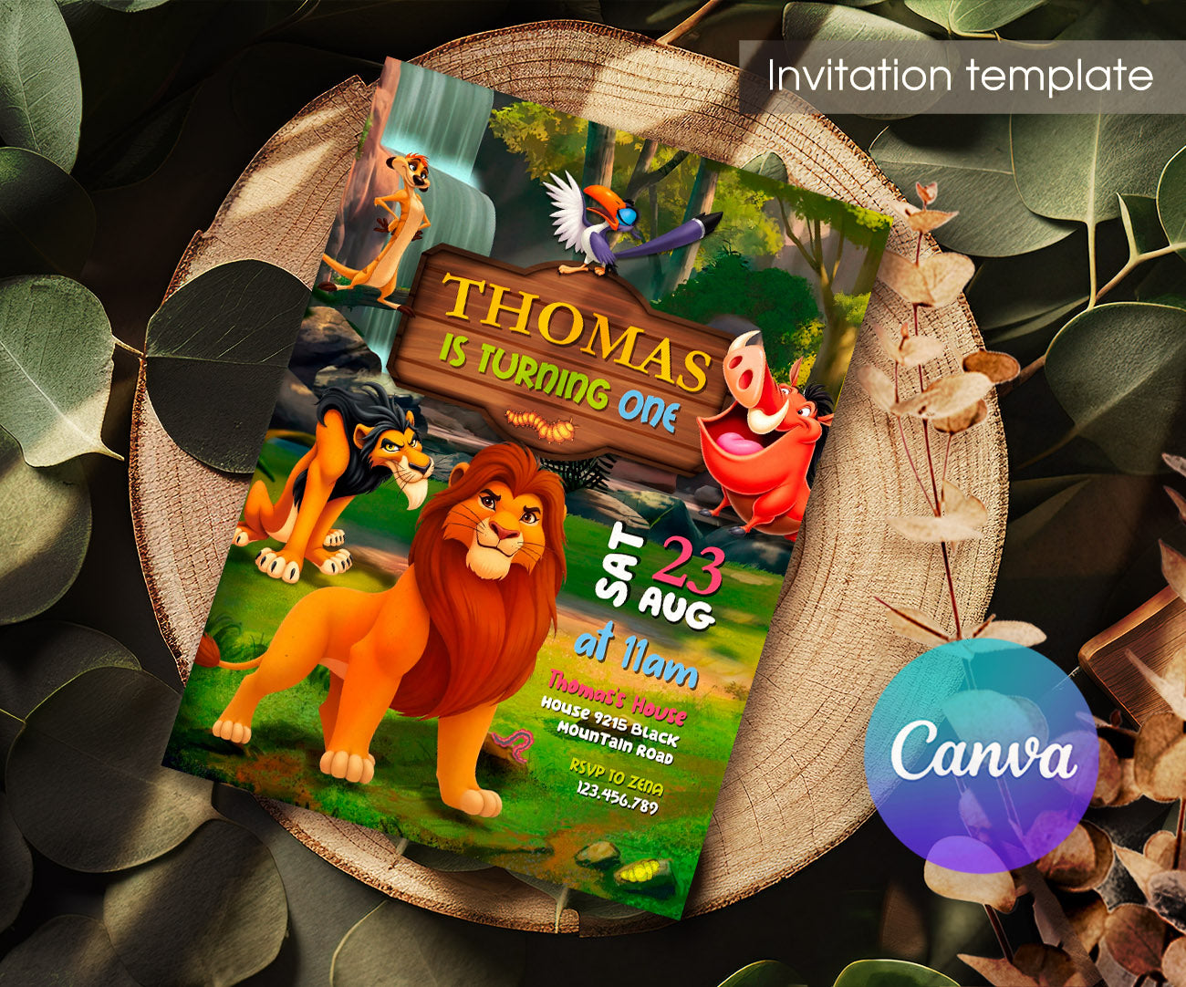 Lion King Simba customizable invitation template | Share or Print | PY031