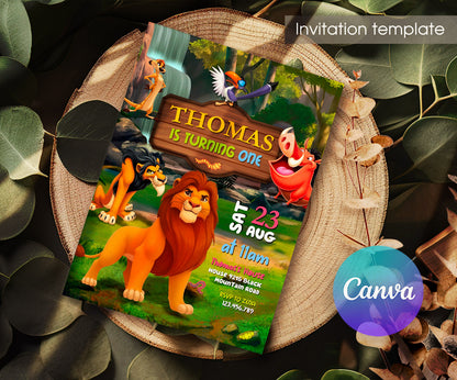 Lion King Simba customizable invitation template | Share or Print | PY031