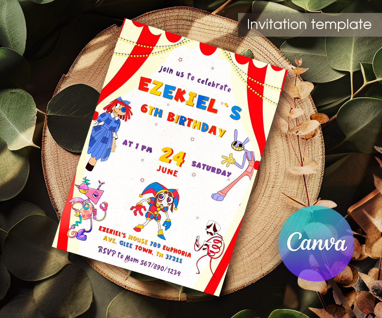 The Amazing Digital Circus customizable invitation template | Share or Print | DH829