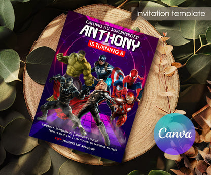 Avengers Marvel Superhero customizable invitation template | Share or Print | boy | QT157