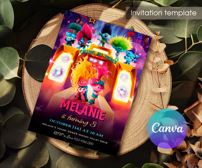 Trolls Poppy customizable invitation template | Share or Print | PJ365