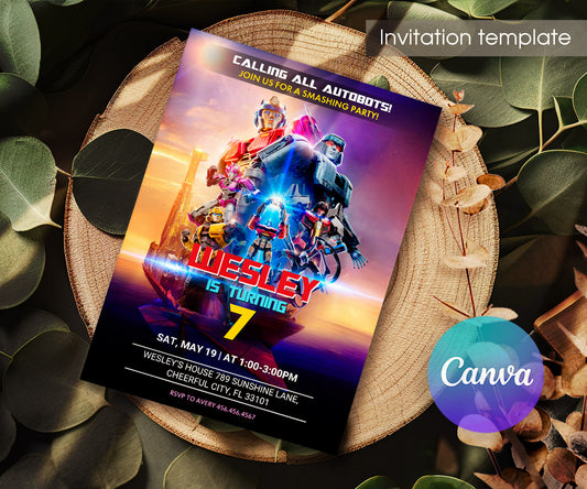 Transformers One Rescue Bots customizable invitation template | Share or Print | boy | KY457