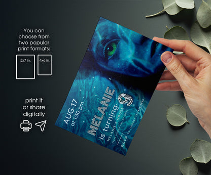 Avatar The Way of Water customizable invitation template | Share or Print | VJ832