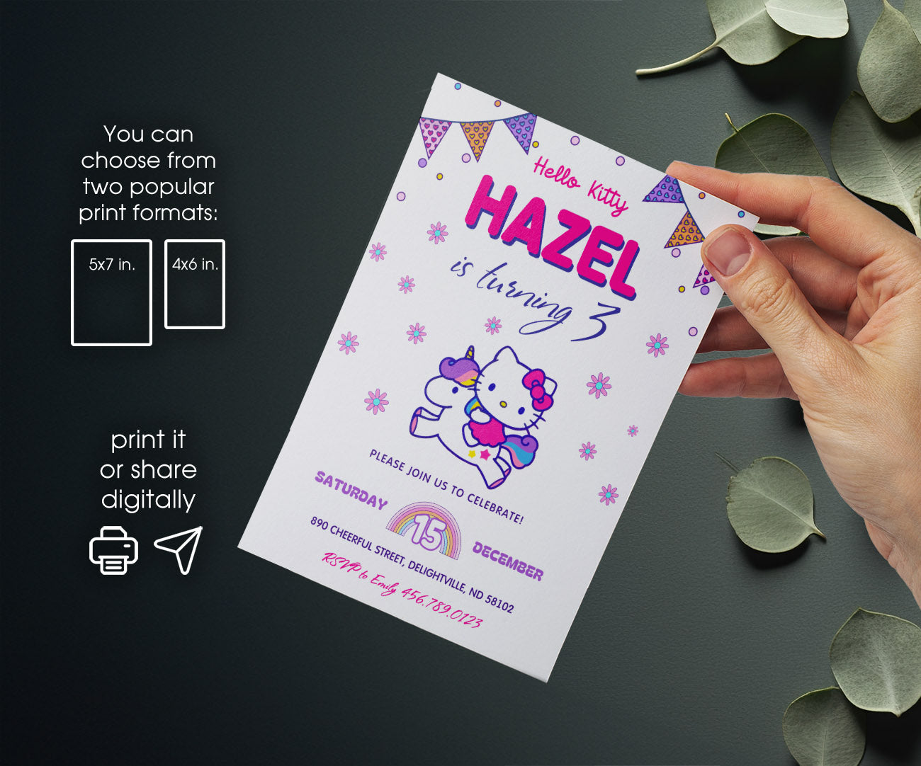 Hello Kitty Sanrio customizable invitation template | Share or Print | NP306