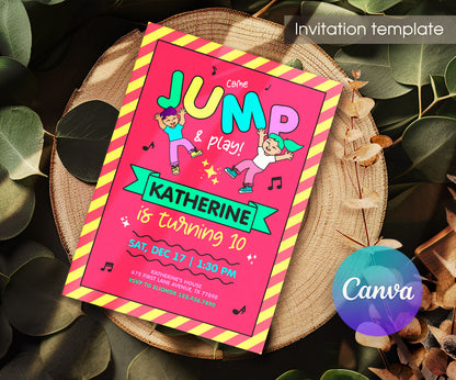 Trampoline Jump Party customizable invitation template | Share or Print | DT881