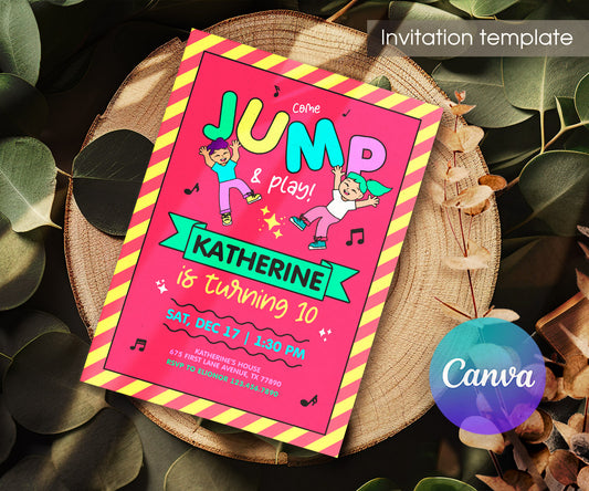 Trampoline Jump Party customizable invitation template | Share or Print | DT881