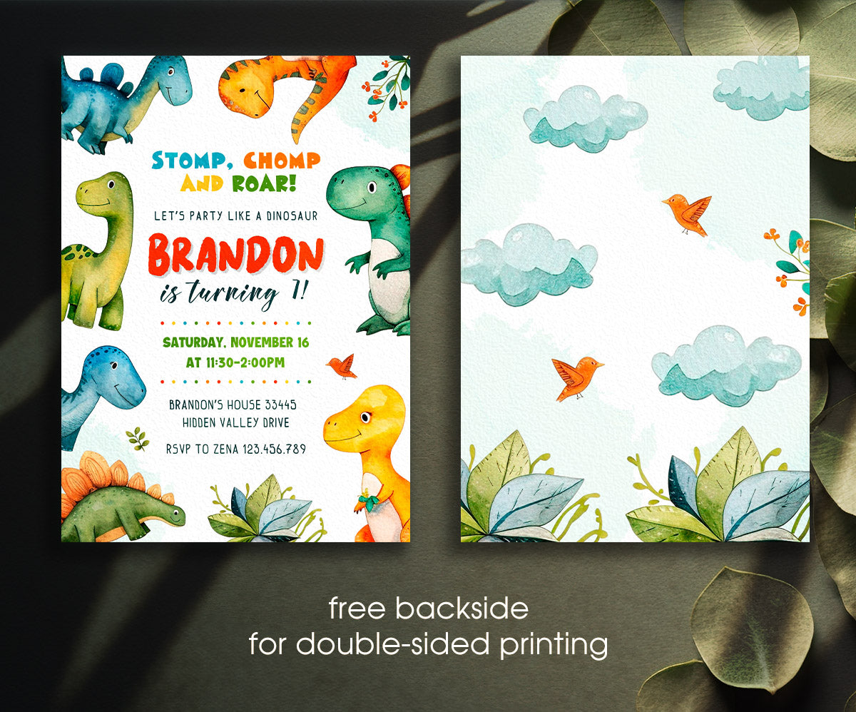 Dinosaur T-Rex customizable invitation template | Share or Print | NL754
