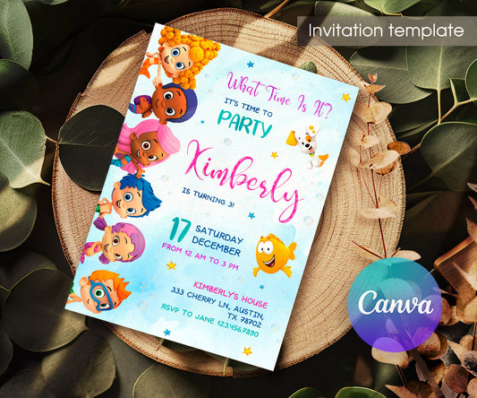 Bubble Guppies Molly Gil customizable invitation template | Share or Print | girl | ZT381