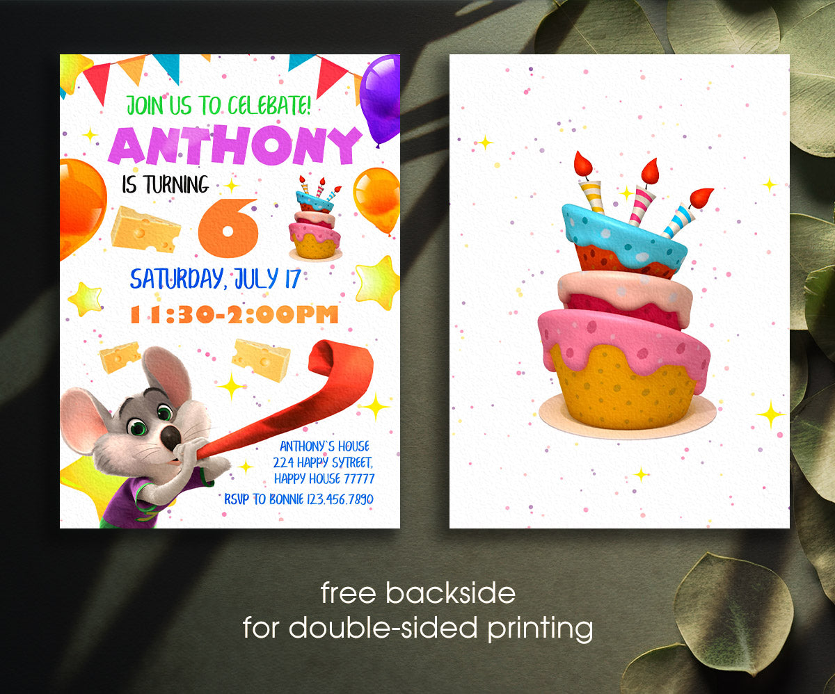 Chuck E. Cheese customizable invitation template | Share or Print | YC663