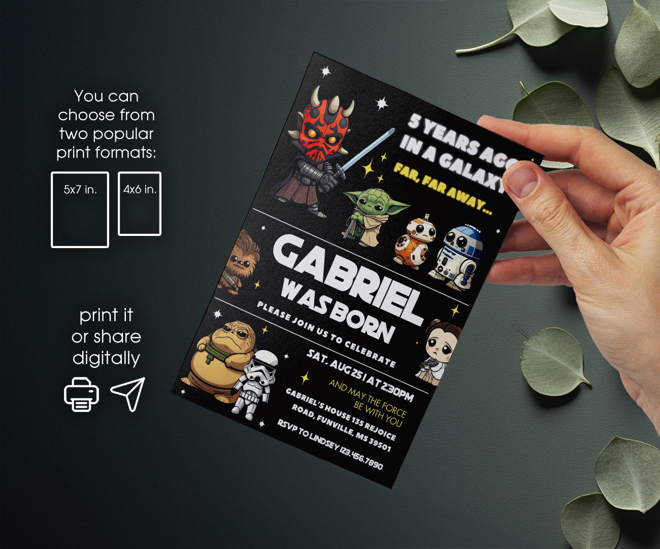 Star Wars Darth Vader customizable invitation template | Share or Print | boy | ZZ435