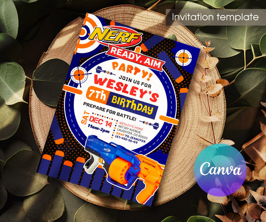 NERF Dart Wars customizable invitation template | Share or Print | boy | SS297