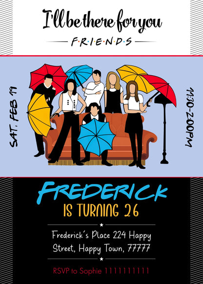 Friends TV Show customizable invitation template | Share or Print | HK663