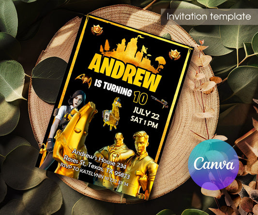Fortnite Gamer customizable invitation template | Share or Print | boy | EM791