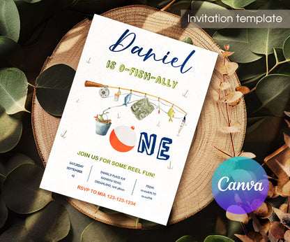 Fishing 1st O-Fish-Ally customizable invitation template | Share or Print | PK084