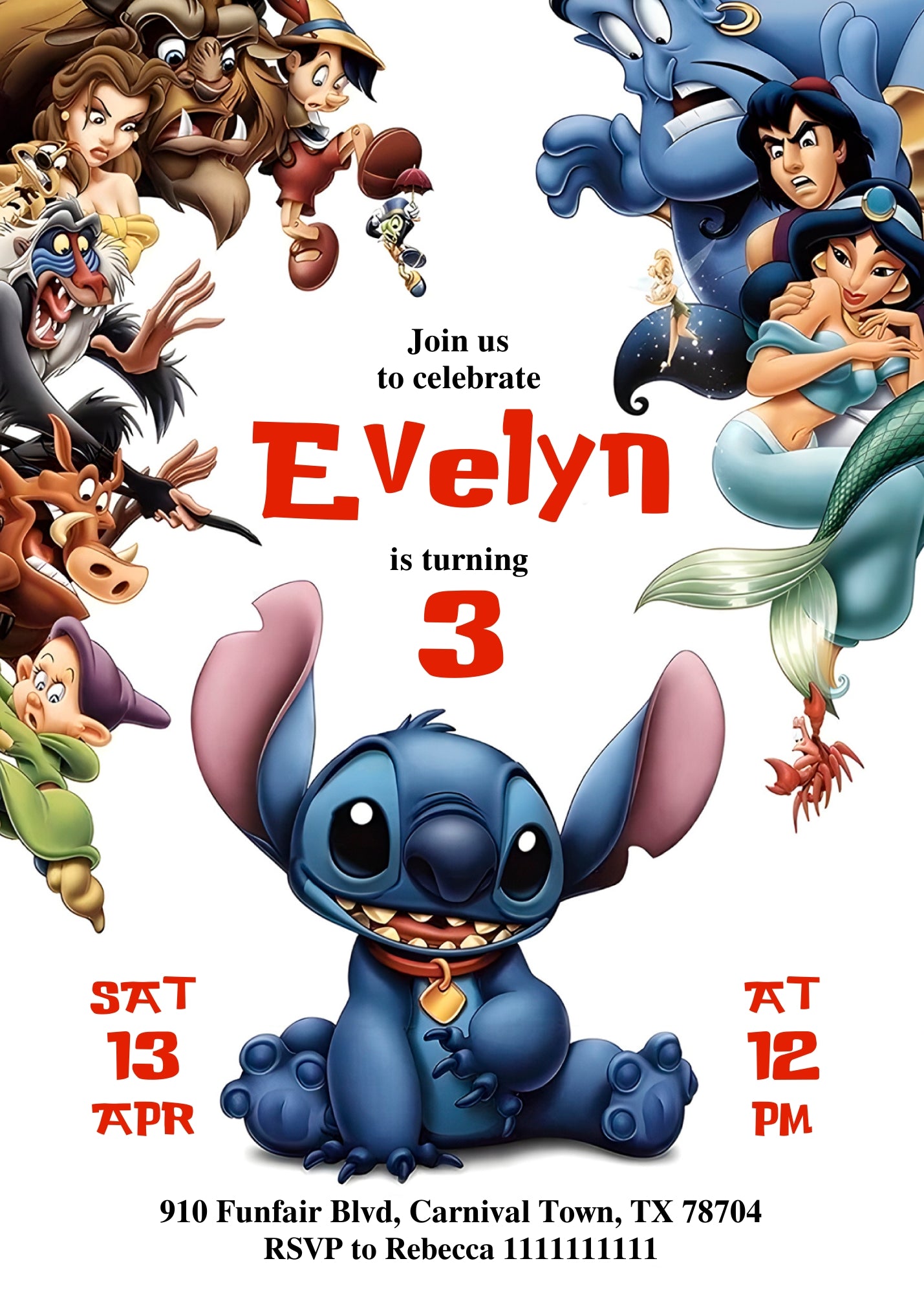 Lilo & Stitch Aloha customizable invitation template | Share or Print | HT632