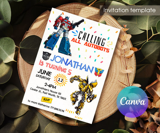 Transformers Rescue Bots customizable invitation template | Share or Print | boy | HO837